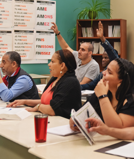 Adult learners participating in lesson.
